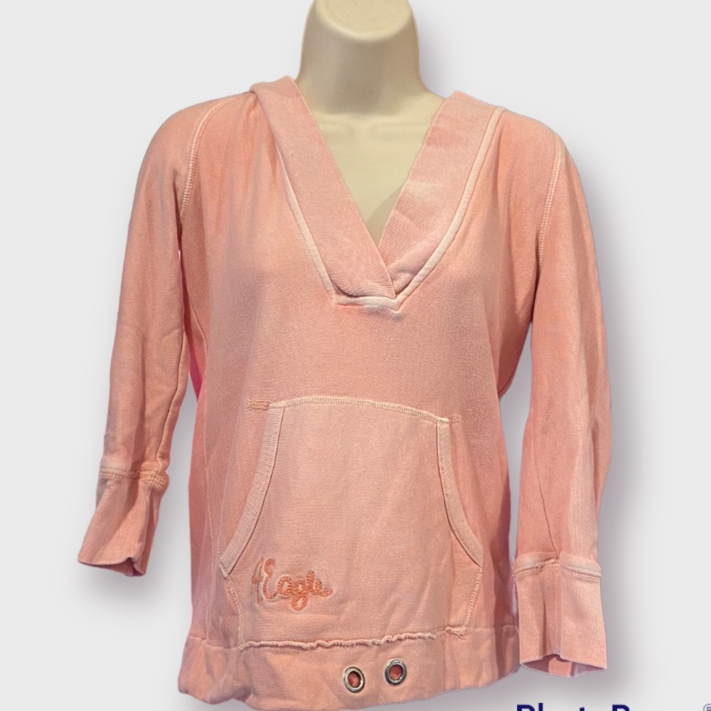 American Eagle Deep V Coral Pink Hoodie Woman Size Small - Picture 1 of 8